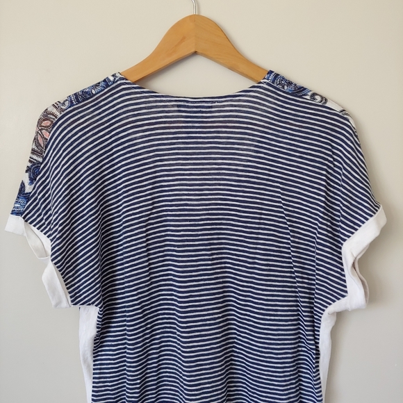 Olsen Europe Linen Short Sleeve Top Paisley Print Size Medium / 10 - Picture 6 of 12